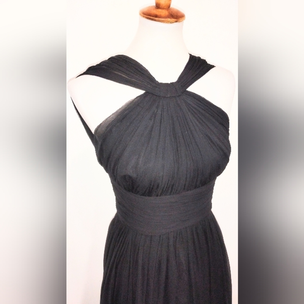 VINTAGE SILK CHIFFON RUCHED DRESS
